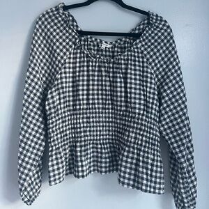 Madewell Sophia Top in Textured Windowpane, Size L